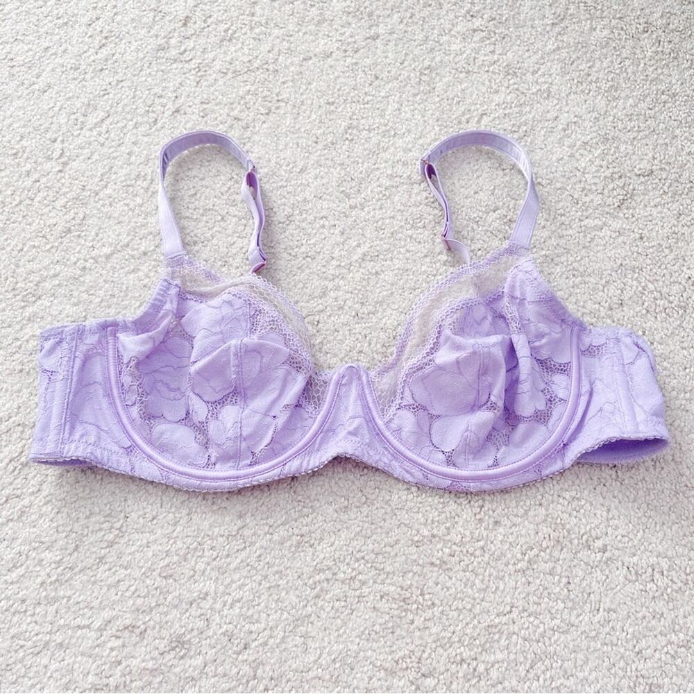 Savage X Fenty Floral Glow Unlined Lace Bra In Purple Stone Lavender Size 40D